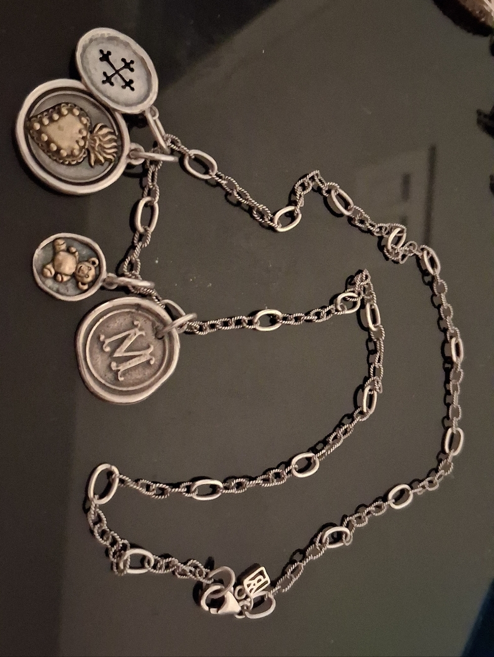 Waxing Poet Sterling Silver 925 Necklace Cross Teddy Bear Pendants Lot